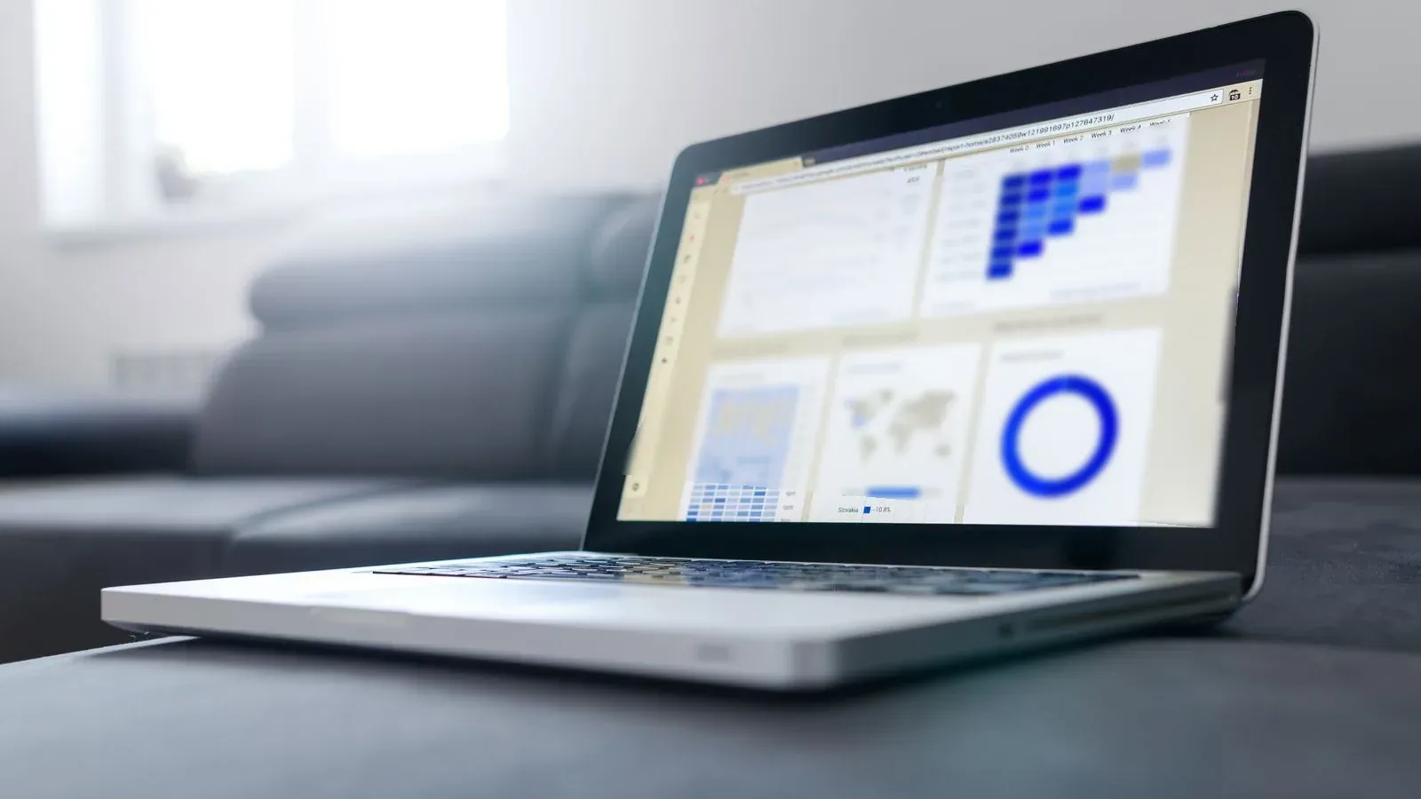 Laptop showing website analytics during an SEO audit